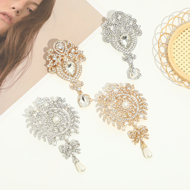 Water drop brooch with diamonds luxury fashion alloy clothing pin crystal brooch
