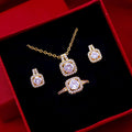 Three-piece set of zircon set earrings, rings, necklaces, women's set pendants, internet celebrity live broadcast clavicle chain